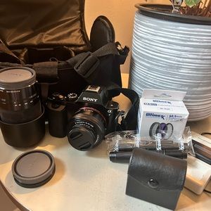 Sony A7 Mirrorless Digital Camera w Lens; brand new bag!